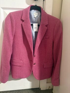J. Crew Women's Pink Herringbone Blazer